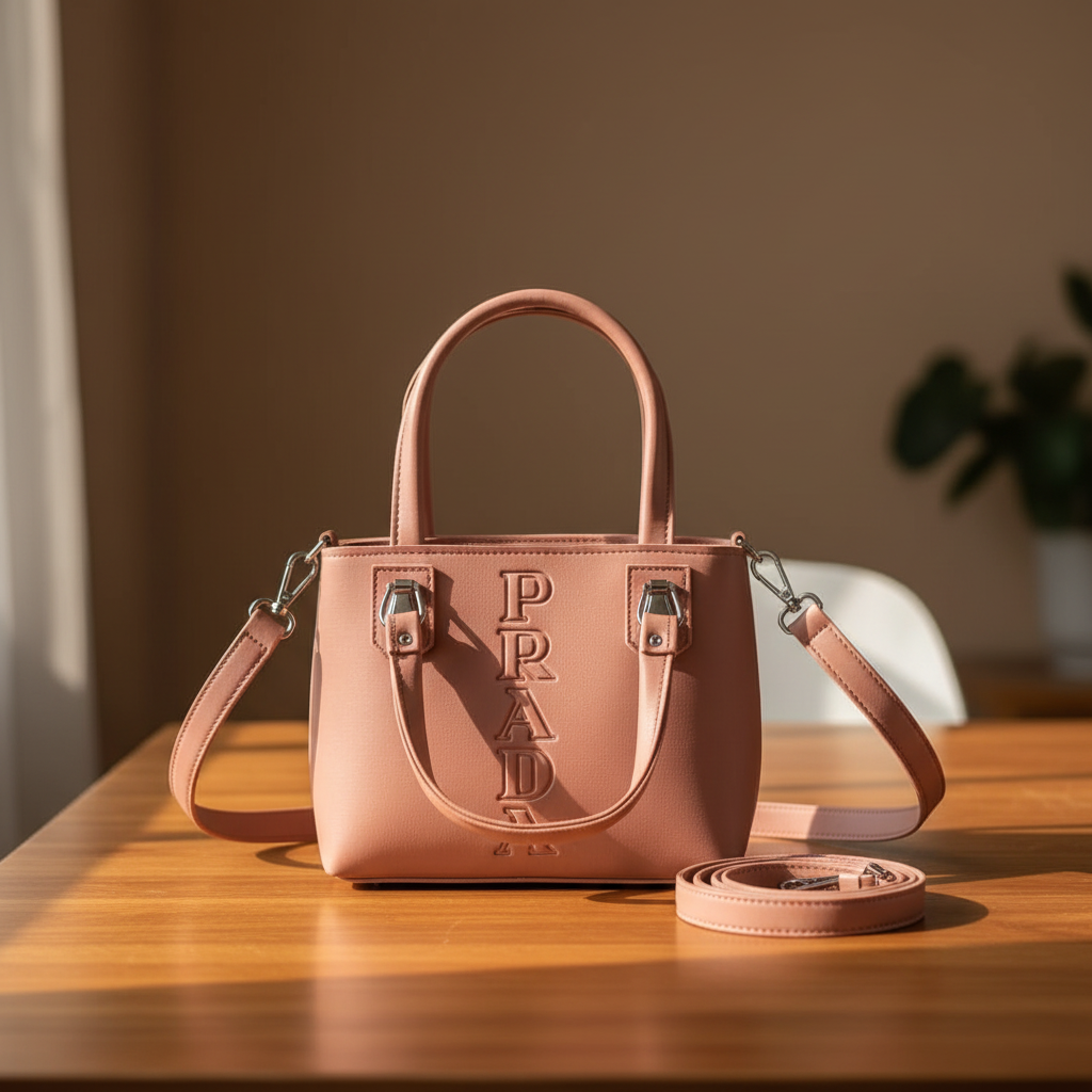 Dusty Rose Bag – Wooden Table